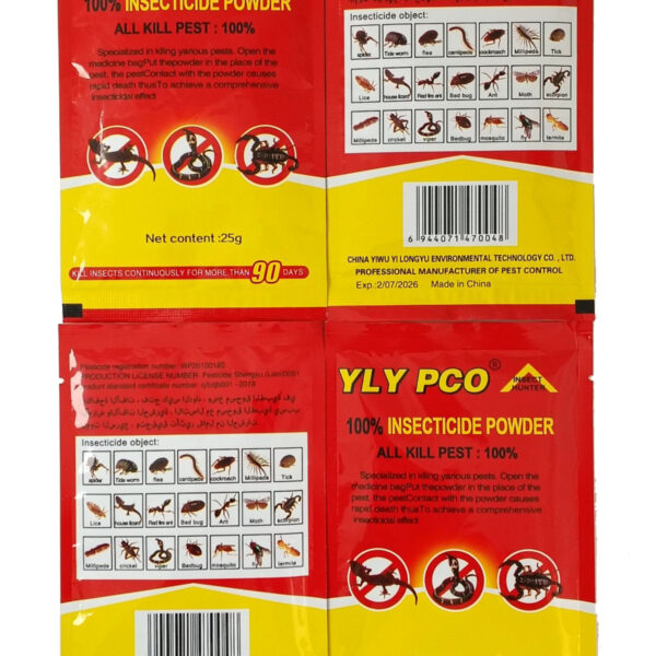 Insecticide Powder, 25g Per Sachet, Multi-Purpose Pest Killer for Spider, Cockroach, Lizard, Snake, Scorpion, Termite & All Crawling Insects, 90 Days Long Lasting Effect - 4 sachets
