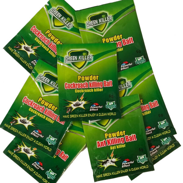 Green Killer Ant Killing Bait Powder, 5g Per Pouch, 1% Fipronil Effective Ant Killer Powder for Indoor & Outdoor Ant Elimination 50 pouches per box - 1 Box