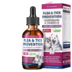 Flea & Tick Prevention Drops for Dogs & Cats | Natural Oral Supplement with Omega-3 & Multivitamins | Bacon Flavor | 2 fl oz (60mL)